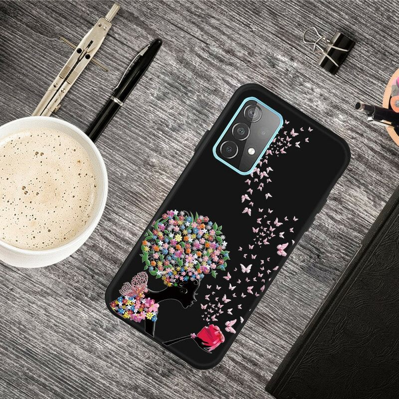 Case Samsung Galaxy A72 4G / 5G Nainen Kukkapäällä