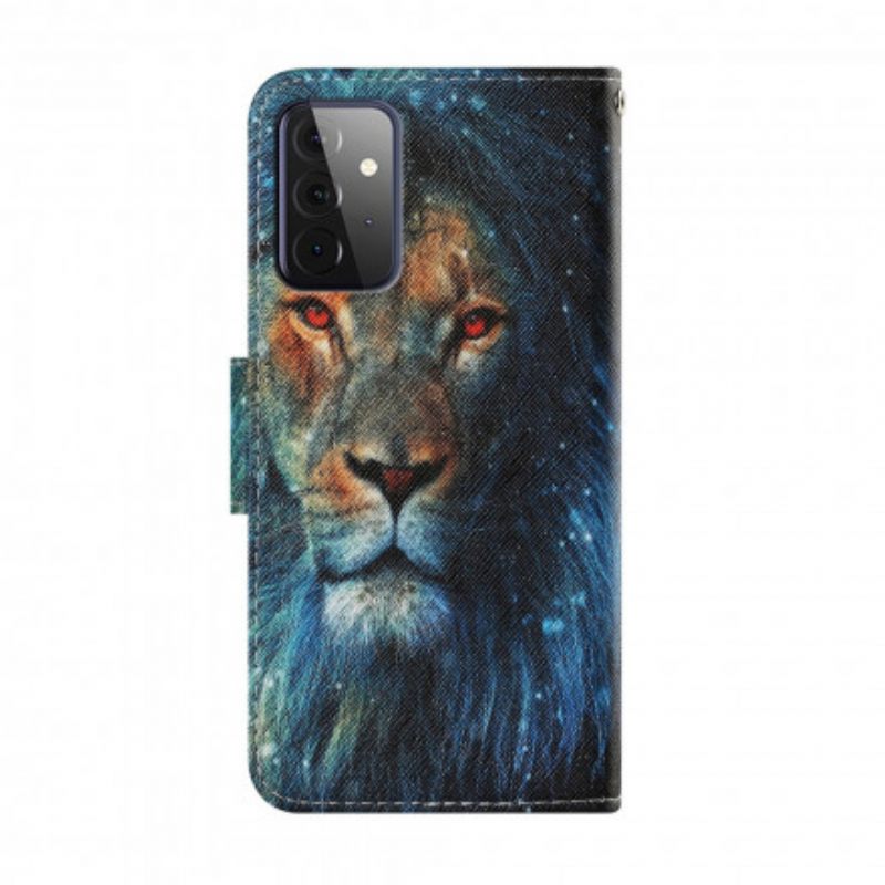 Kotelot Samsung Galaxy A72 4G / 5G Lion Kaulanauhan Kanssa