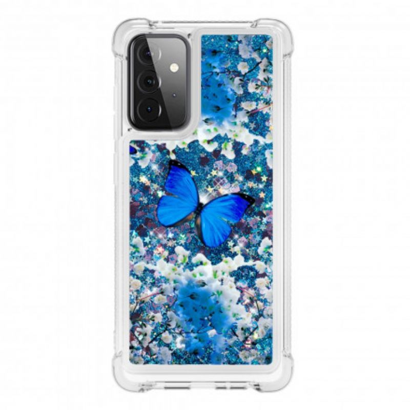 Kuori Samsung Galaxy A72 4G / 5G Glitter Blue Butterflies