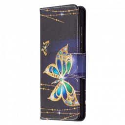 Nahkakotelo Samsung Galaxy A72 4G / 5G Golden Butterflies