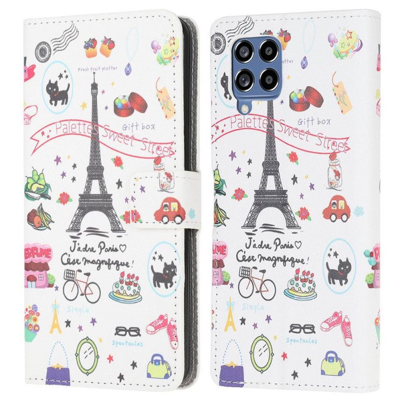 Flip Case Samsung Galaxy M53 5G Rakastan Pariisia