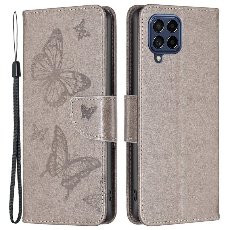 Kotelot Samsung Galaxy M53 5G Suojaketju Kuori Butterflies Painettu Hihna