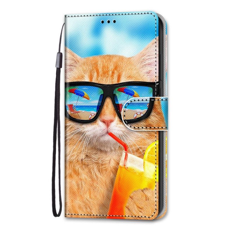 Kotelot Samsung Galaxy M53 5G Suojaketju Kuori Cat Star Hihnalla