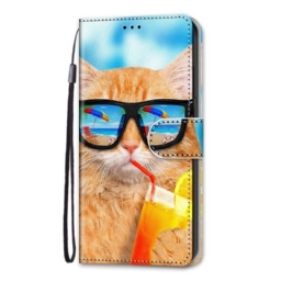 Kotelot Samsung Galaxy M53 5G Suojaketju Kuori Cat Star Hihnalla