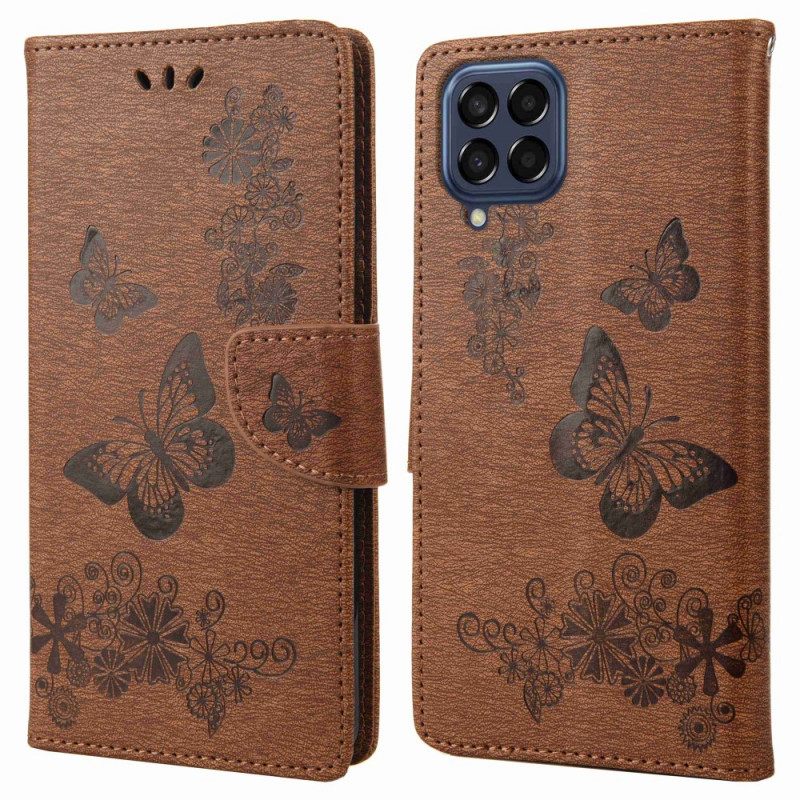 Kotelot Samsung Galaxy M53 5G Suojaketju Kuori Design Butterflies Kaulanauhalla