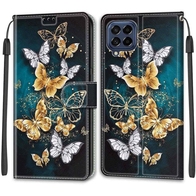 Kotelot Samsung Galaxy M53 5G Suojaketju Kuori Strap Butterflies Fani