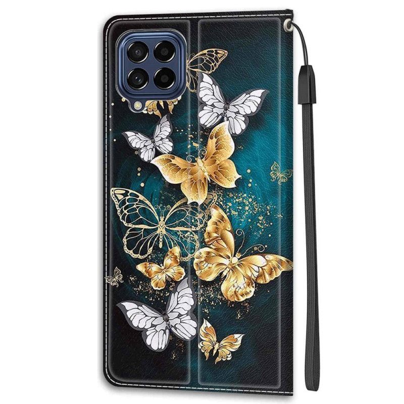 Kotelot Samsung Galaxy M53 5G Suojaketju Kuori Strap Butterflies Fani