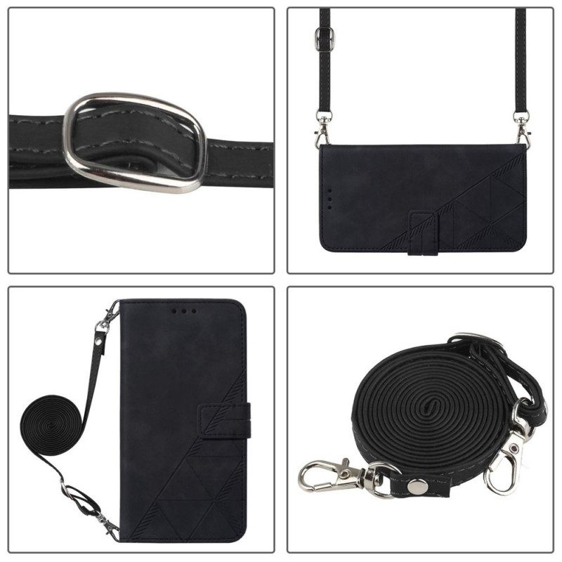 Nahkakotelo Samsung Galaxy M53 5G Crossbody Kolmiot