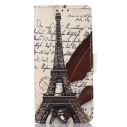 Nahkakotelo Samsung Galaxy M53 5G Runollinen Eiffel-torni