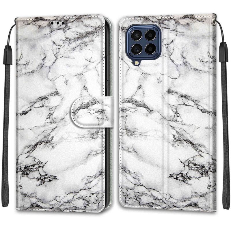 Nahkakotelo Samsung Galaxy M53 5G Suojaketju Kuori Strip Marble