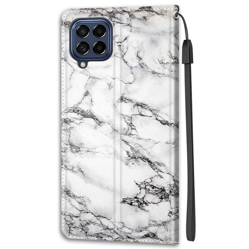 Nahkakotelo Samsung Galaxy M53 5G Suojaketju Kuori Strip Marble