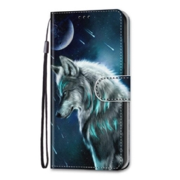 Nahkakotelo Samsung Galaxy M53 5G Suojaketju Kuori Wolf Hihnassa