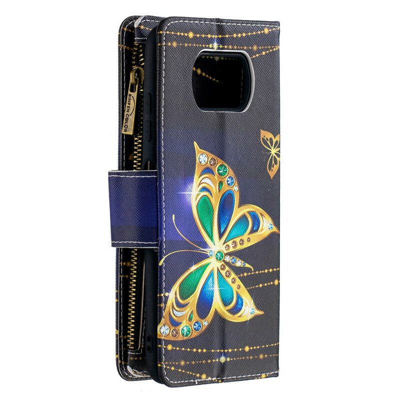 Flip Case Poco X3 / X3 Pro / X3 NFC Butterflies Vetoketjullinen Tasku