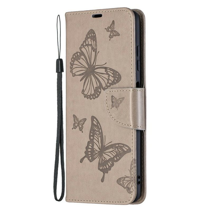 Flip Case Poco X3 / X3 Pro / X3 NFC Suojaketju Kuori Butterflies Painettu Hihna