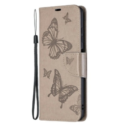 Flip Case Poco X3 / X3 Pro / X3 NFC Suojaketju Kuori Butterflies Painettu Hihna