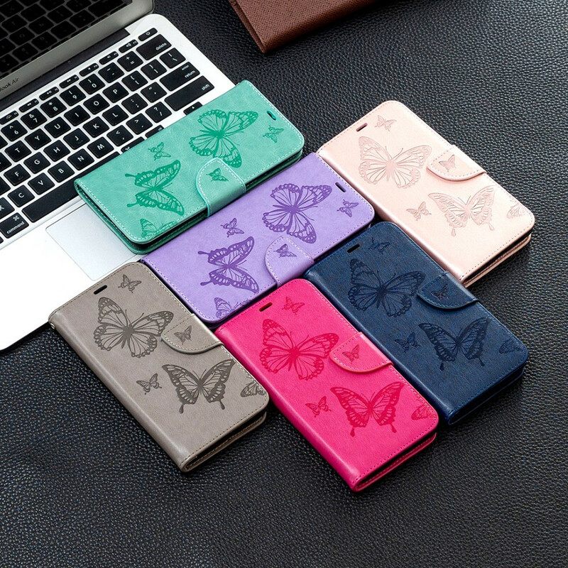 Flip Case Poco X3 / X3 Pro / X3 NFC Suojaketju Kuori Butterflies Painettu Hihna