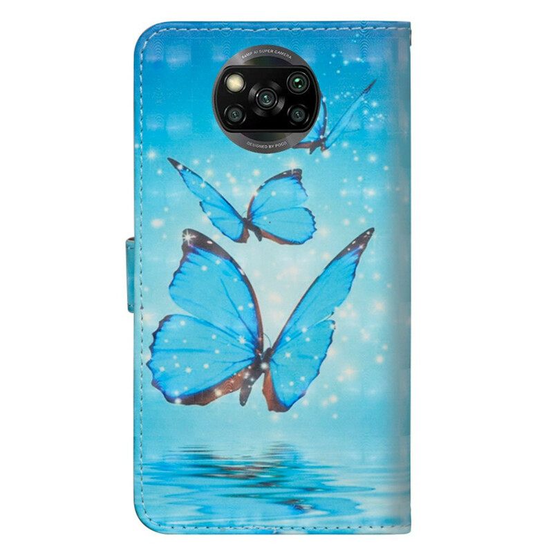 Kotelot Poco X3 / X3 Pro / X3 NFC Flying Blue Butterflies