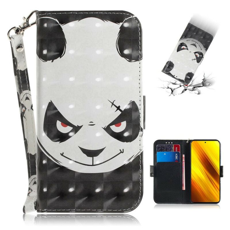 Kotelot Poco X3 / X3 Pro / X3 NFC Suojaketju Kuori Angry Panda Lanyardissa