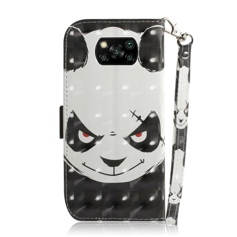 Kotelot Poco X3 / X3 Pro / X3 NFC Suojaketju Kuori Angry Panda Lanyardissa