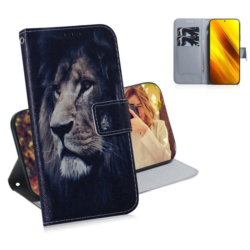 Nahkakotelo Poco X3 / X3 Pro / X3 NFC Dreaming Lion