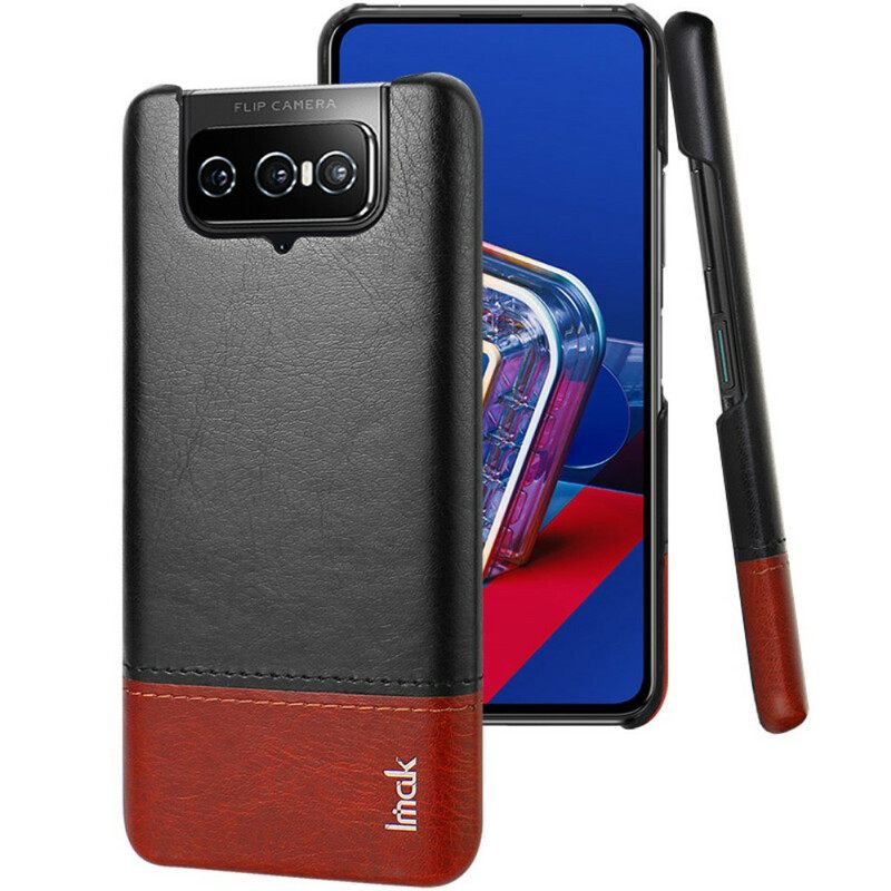 Kuori Asus Zenfone 8 Flip Kotelot Flip Imak Ruiyi Sarjan Nahkaefekti