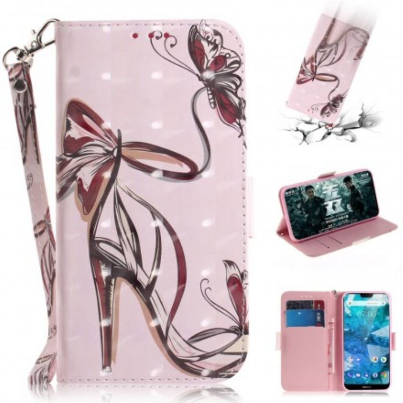 Flip Case Nokia 7.1 Suojaketju Kuori Strappy Pump