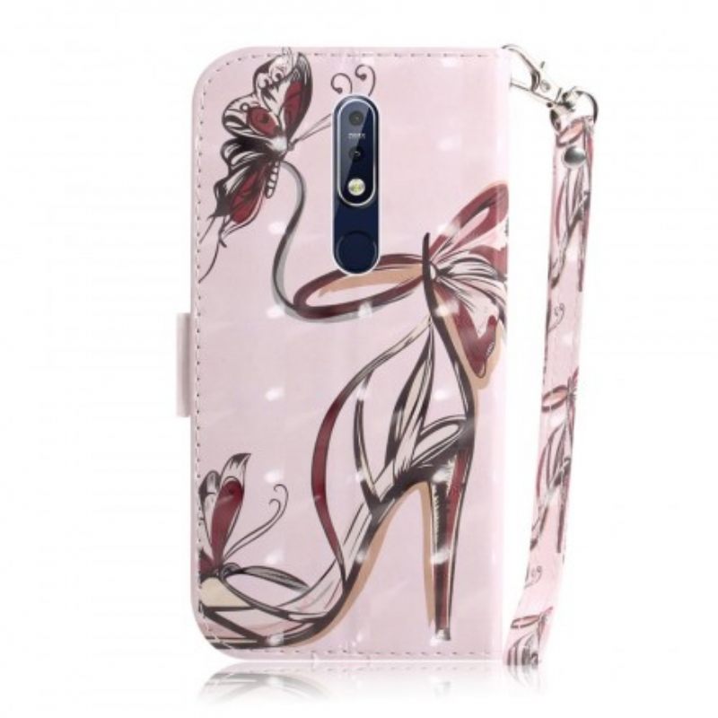 Flip Case Nokia 7.1 Suojaketju Kuori Strappy Pump