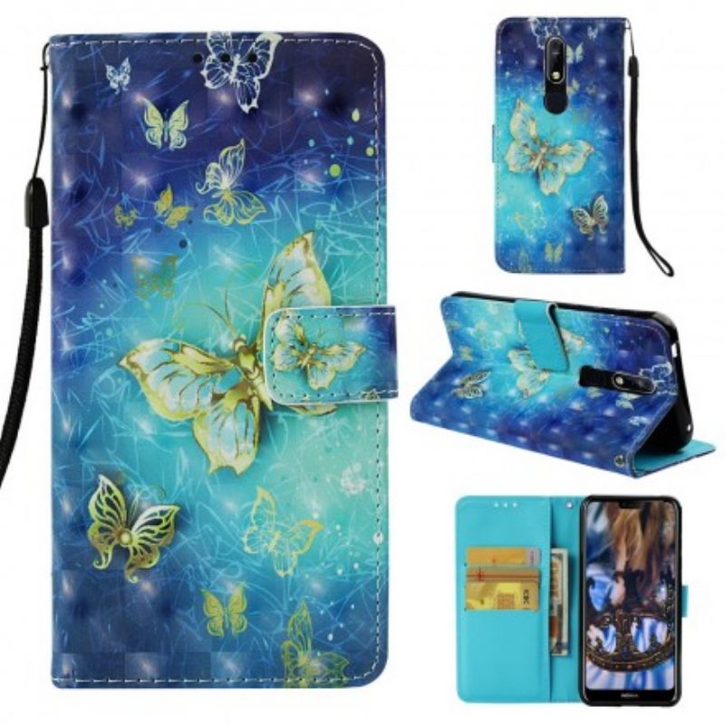 Kotelot Nokia 7.1 Golden Butterflies