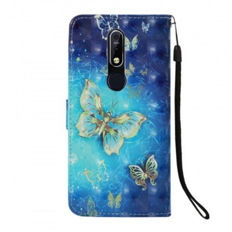 Kotelot Nokia 7.1 Golden Butterflies