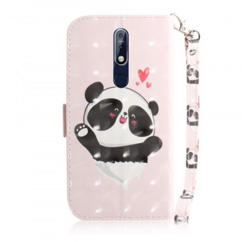 Kotelot Nokia 7.1 Suojaketju Kuori Panda Love In Lanyard