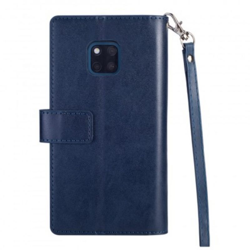 Flip Case Huawei Mate 20 Pro Kukkaro Kaulanauhalla