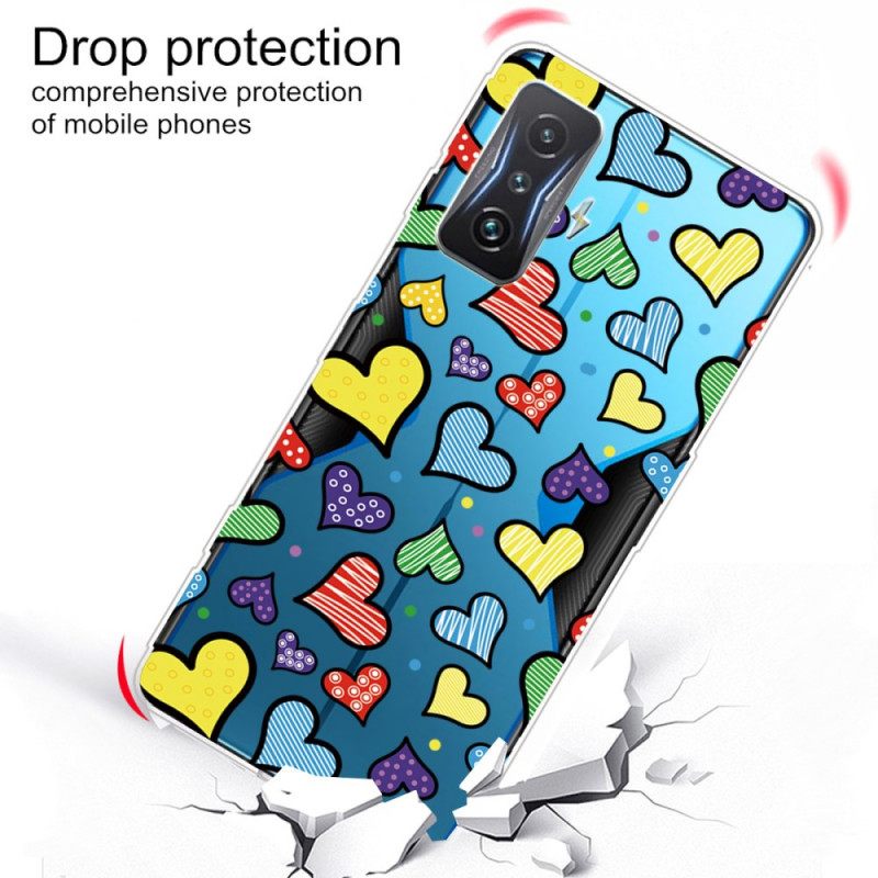 Case Poco F4 GT Transparent Hearts