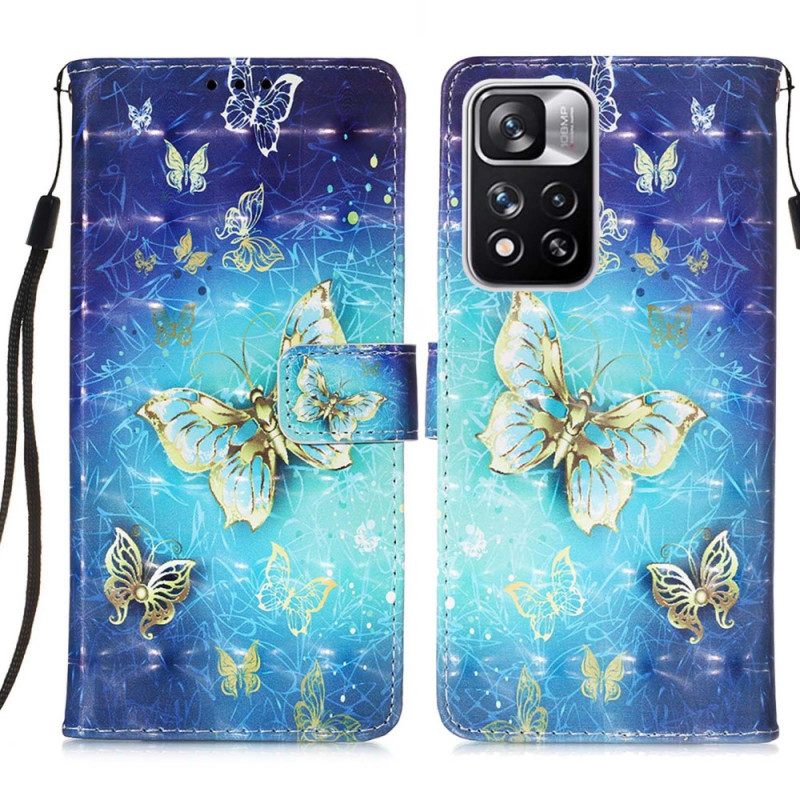 Flip Case Xiaomi Redmi Note 11 Pro Plus 5G Golden Butterflies