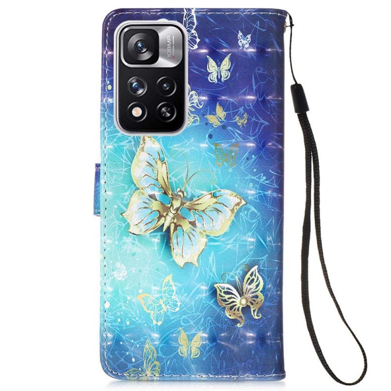 Flip Case Xiaomi Redmi Note 11 Pro Plus 5G Golden Butterflies