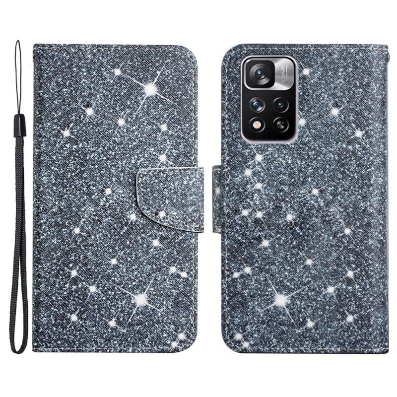 Flip Case Xiaomi Redmi Note 11 Pro Plus 5G Suojaketju Kuori Glitter Strappy