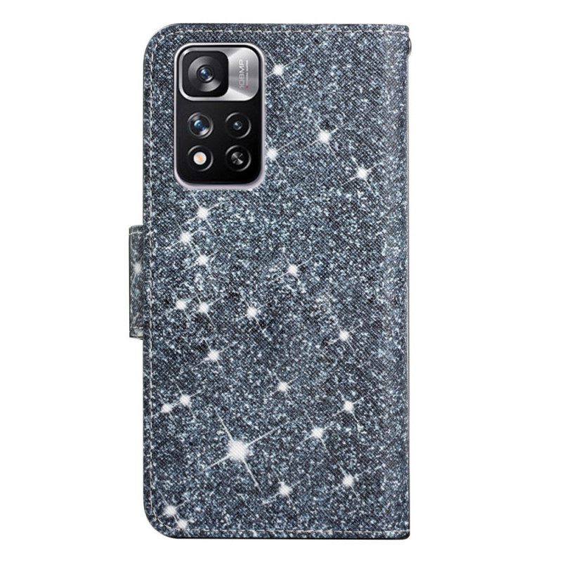 Flip Case Xiaomi Redmi Note 11 Pro Plus 5G Suojaketju Kuori Glitter Strappy