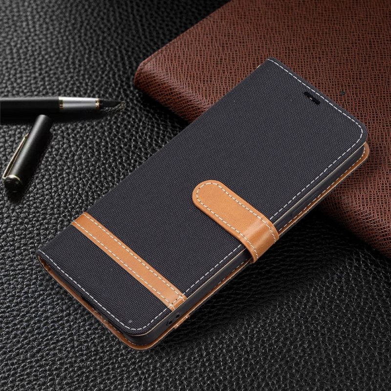 Flip Case Xiaomi Redmi Note 11 Pro Plus 5G Suojaketju Kuori Kangas- Ja Nahkaefektihihna