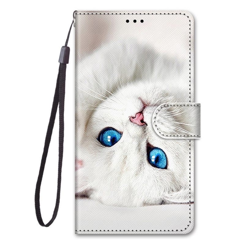 Flip Case Xiaomi Redmi Note 11 Pro Plus 5G Suojaketju Kuori Valkoinen Stringikissa