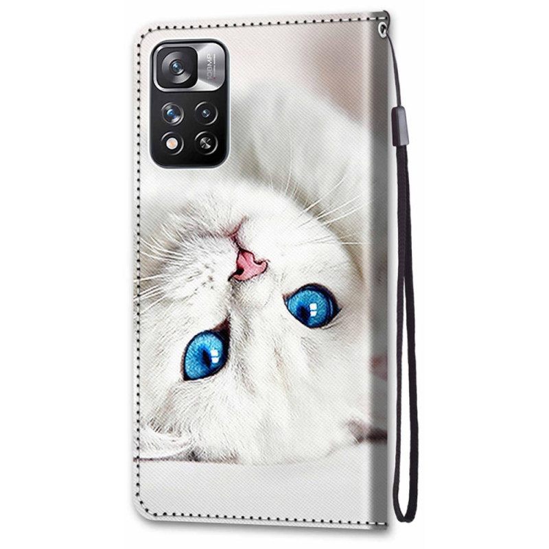 Flip Case Xiaomi Redmi Note 11 Pro Plus 5G Suojaketju Kuori Valkoinen Stringikissa