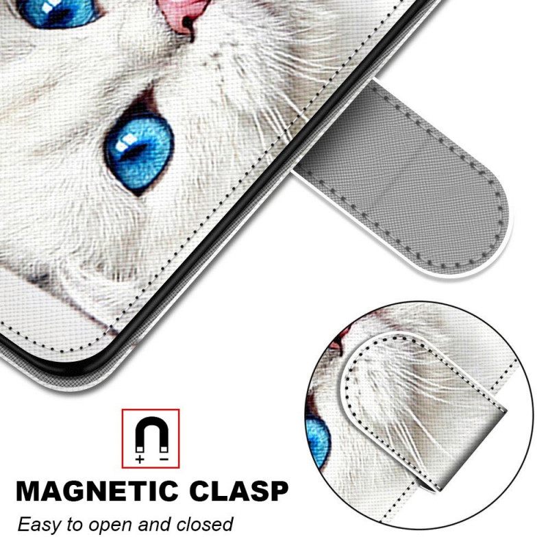 Flip Case Xiaomi Redmi Note 11 Pro Plus 5G Suojaketju Kuori Valkoinen Stringikissa