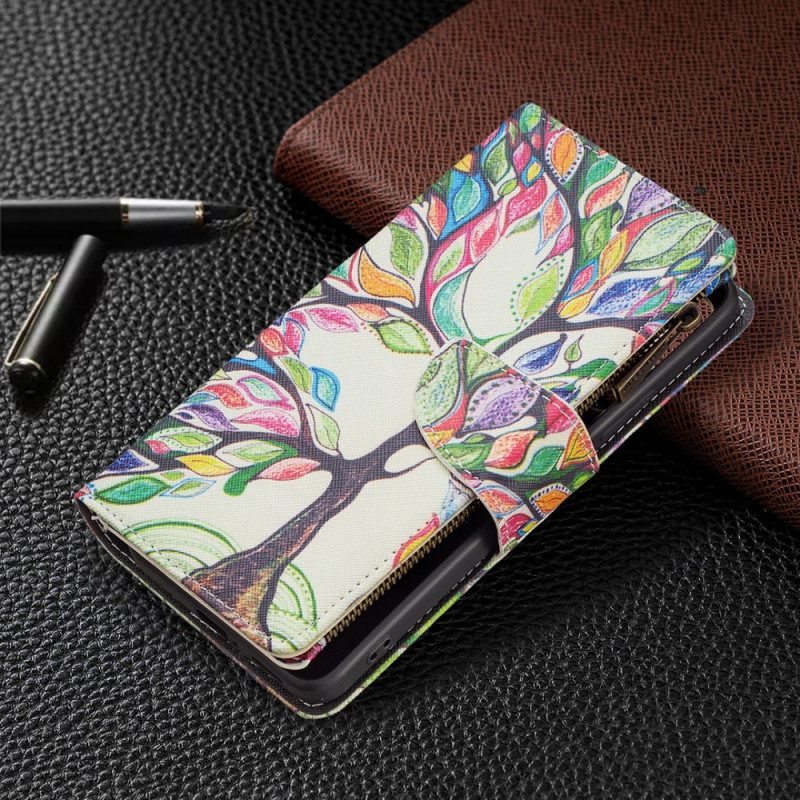 Flip Case Xiaomi Redmi Note 11 Pro Plus 5G Vetoketjullinen Puutasku