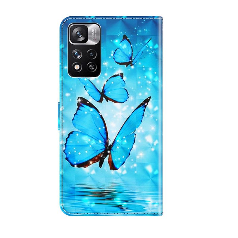 Kotelot Xiaomi Redmi Note 11 Pro Plus 5G 3d Blue Butterflies