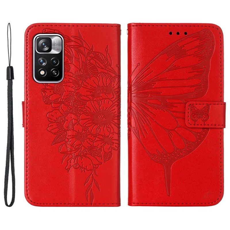 Kotelot Xiaomi Redmi Note 11 Pro Plus 5G Butterfly Design Kaulanauhalla