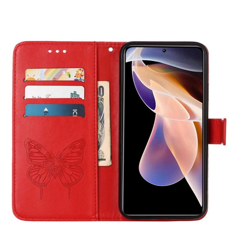 Kotelot Xiaomi Redmi Note 11 Pro Plus 5G Butterfly Design Kaulanauhalla