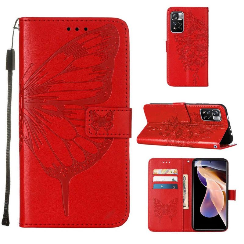 Kotelot Xiaomi Redmi Note 11 Pro Plus 5G Butterfly Design Kaulanauhalla