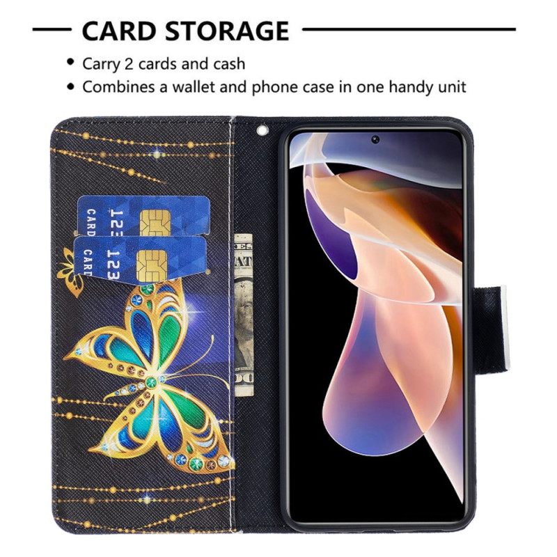 Kotelot Xiaomi Redmi Note 11 Pro Plus 5G Golden Butterflies