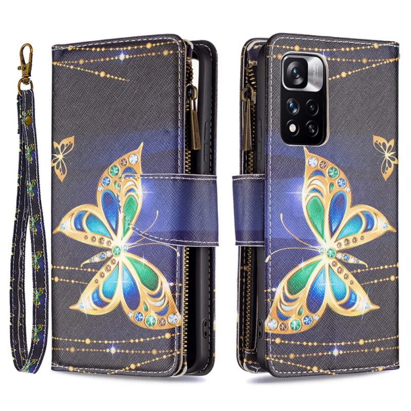 Kotelot Xiaomi Redmi Note 11 Pro Plus 5G Royal Butterfly Vetoketjullinen Pussi