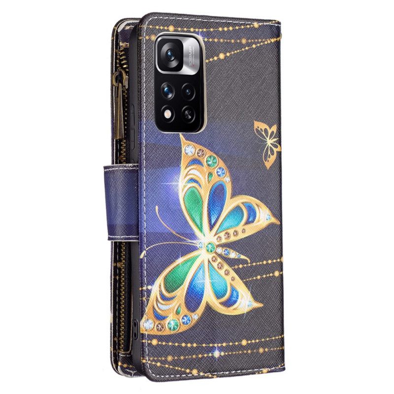 Kotelot Xiaomi Redmi Note 11 Pro Plus 5G Royal Butterfly Vetoketjullinen Pussi