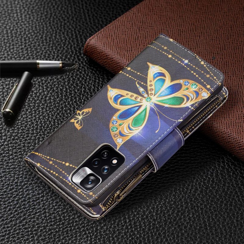 Kotelot Xiaomi Redmi Note 11 Pro Plus 5G Royal Butterfly Vetoketjullinen Pussi