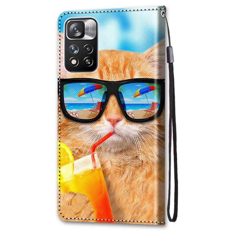 Kotelot Xiaomi Redmi Note 11 Pro Plus 5G Suojaketju Kuori Cat Star Hihnalla